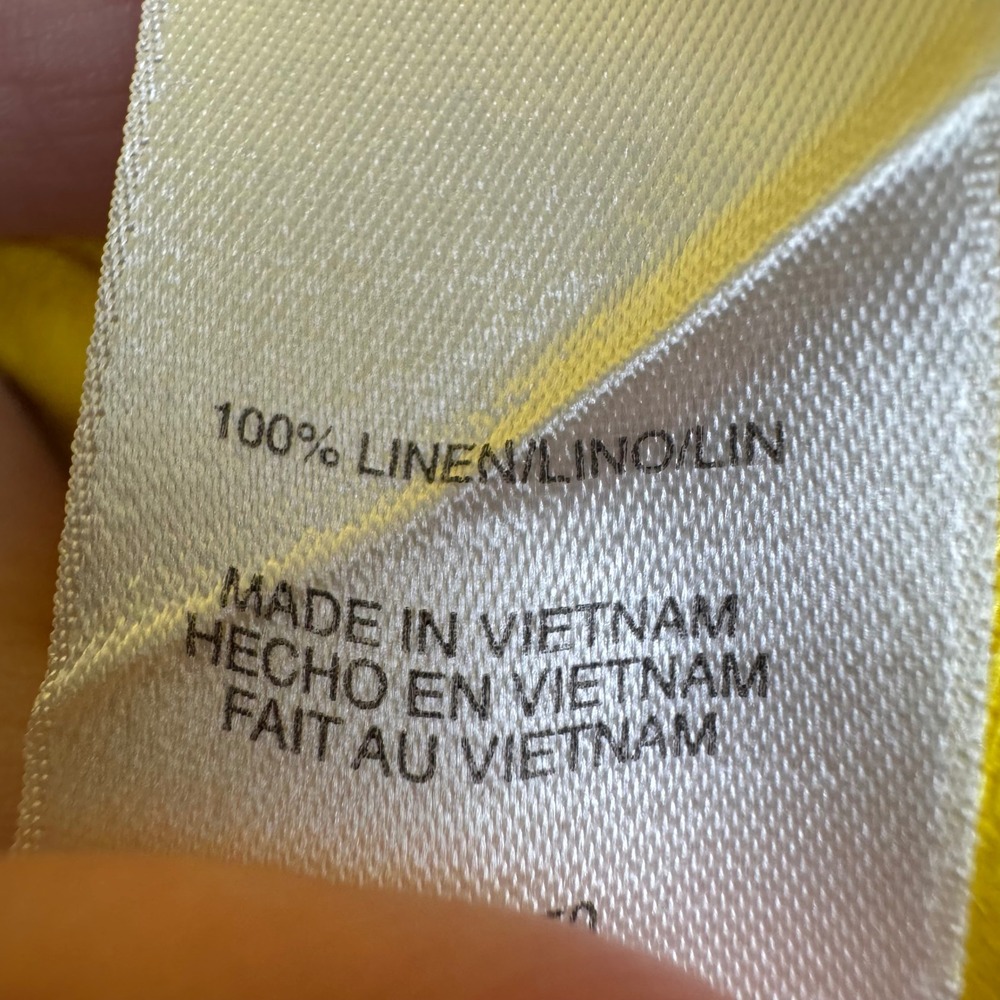 Jones New York Linen Jacket Women 10 Yellow Excellent Floral Jacquard Blazer - Picture 5 of 9